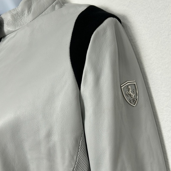 Women Shoulderfit leather perforated driver bomber Scuderia Ferrari jacket - Picture 13 of 16